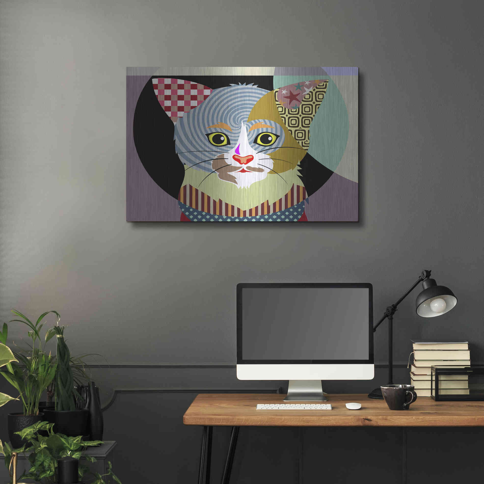 Luxe Metal Art 'Spectrum Cat' by Lanre Adefioyue, Metal Wall Art,36x24