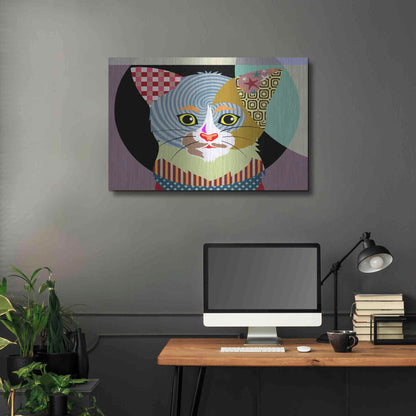 Luxe Metal Art 'Spectrum Cat' by Lanre Adefioyue, Metal Wall Art,36x24