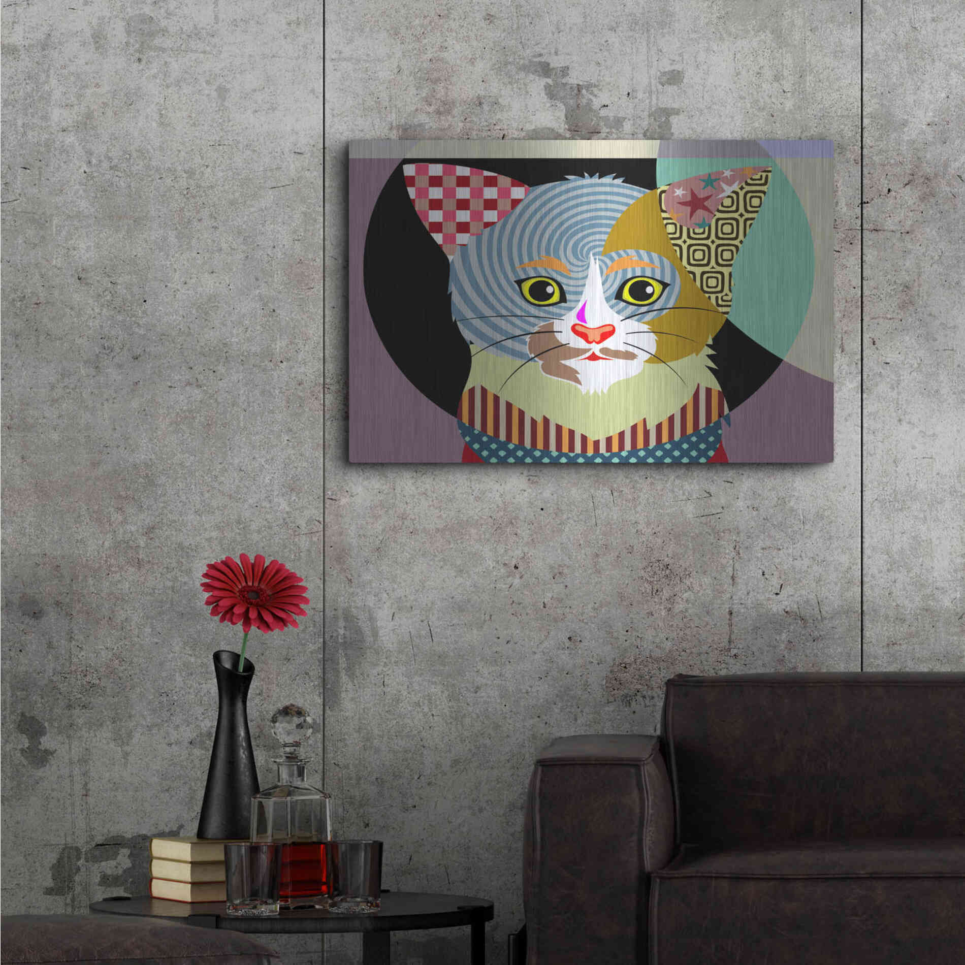 Luxe Metal Art 'Spectrum Cat' by Lanre Adefioyue, Metal Wall Art,36x24