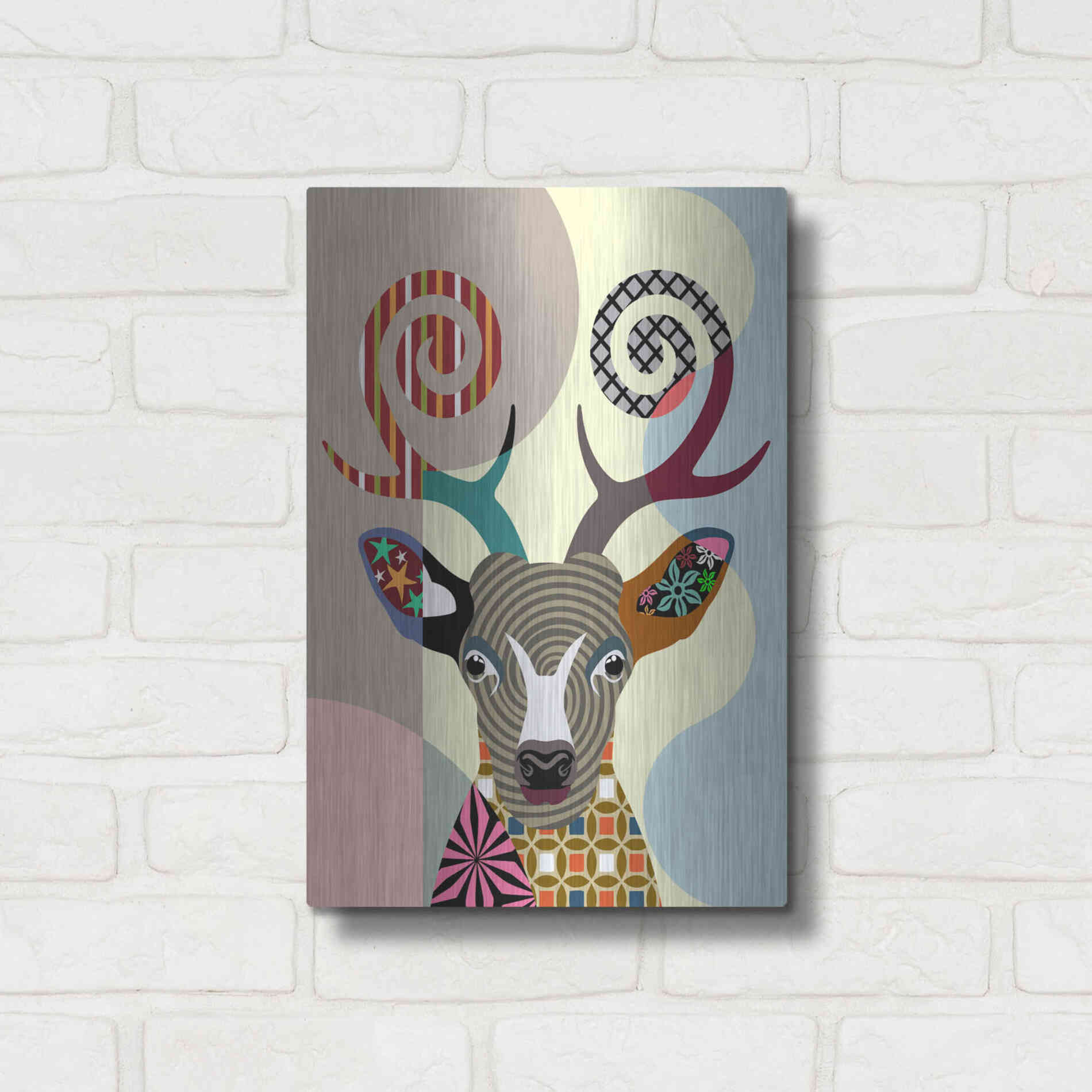 Luxe Metal Art 'Spectrum Deer' by Lanre Adefioyue, Metal Wall Art,12x16