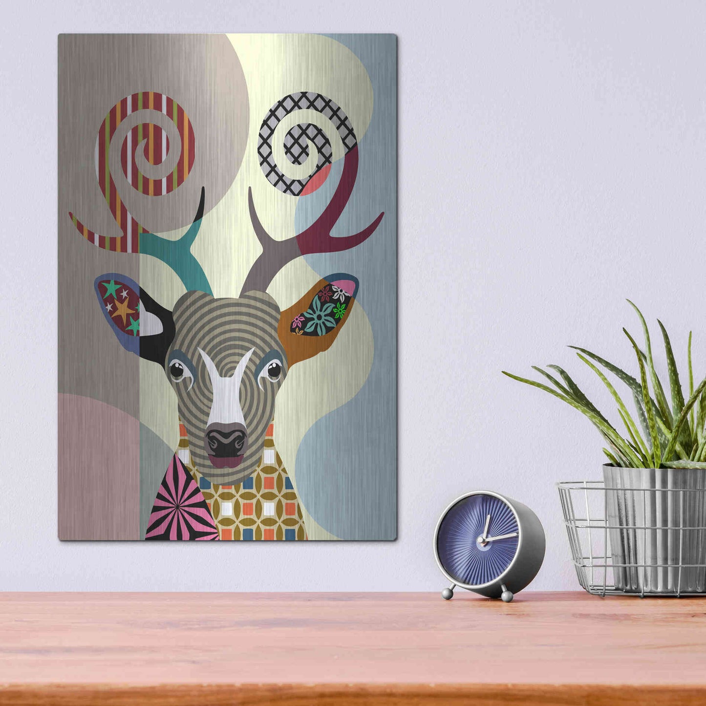 Luxe Metal Art 'Spectrum Deer' by Lanre Adefioyue, Metal Wall Art,12x16