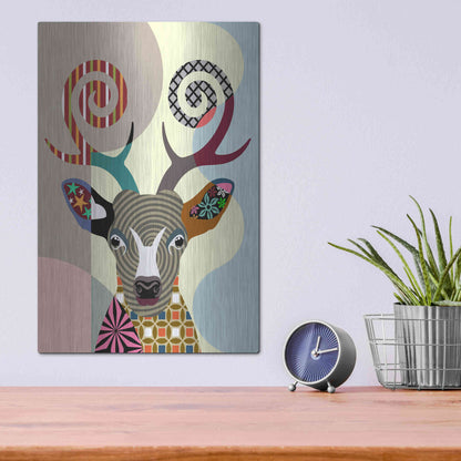 Luxe Metal Art 'Spectrum Deer' by Lanre Adefioyue, Metal Wall Art,12x16