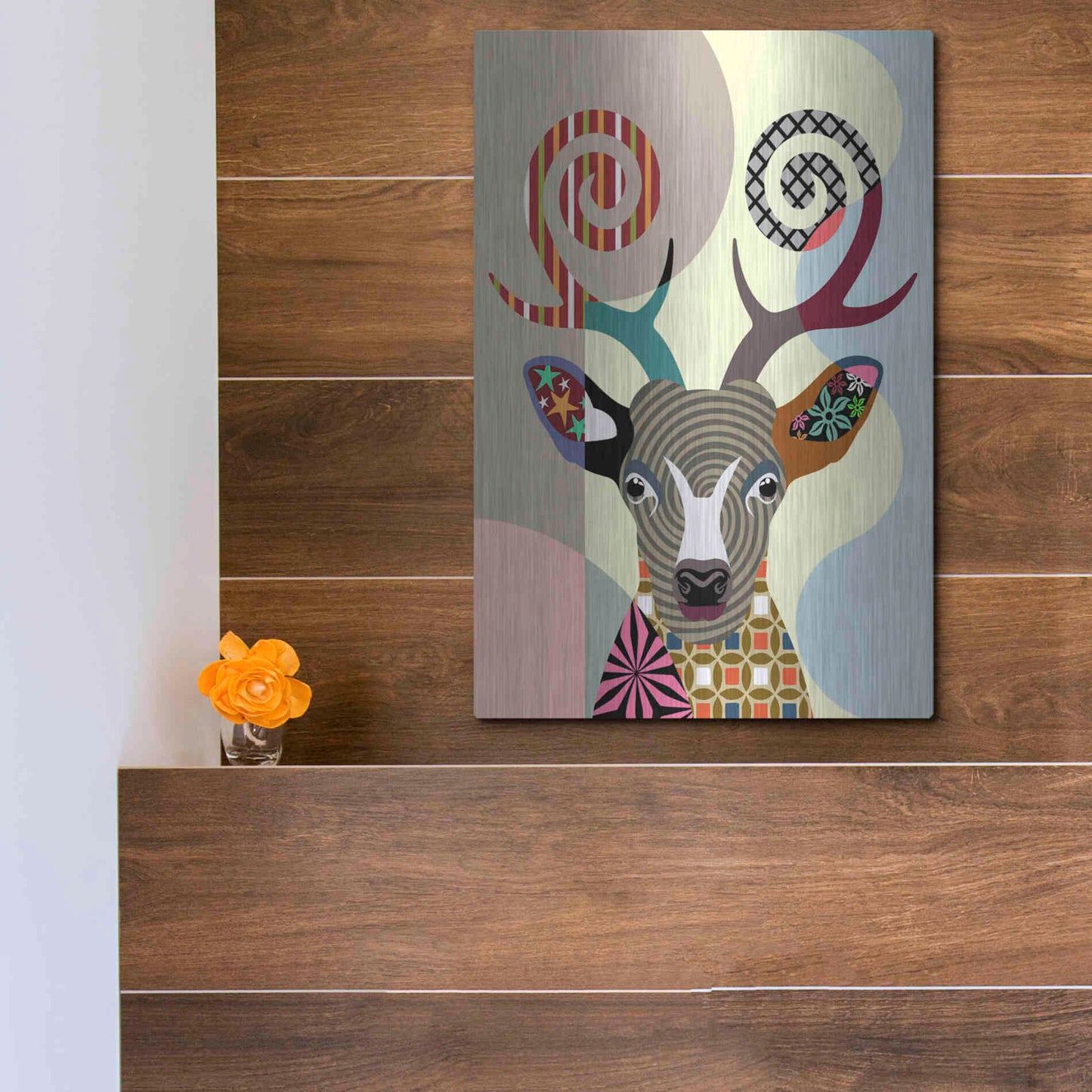 Luxe Metal Art 'Spectrum Deer' by Lanre Adefioyue, Metal Wall Art,12x16