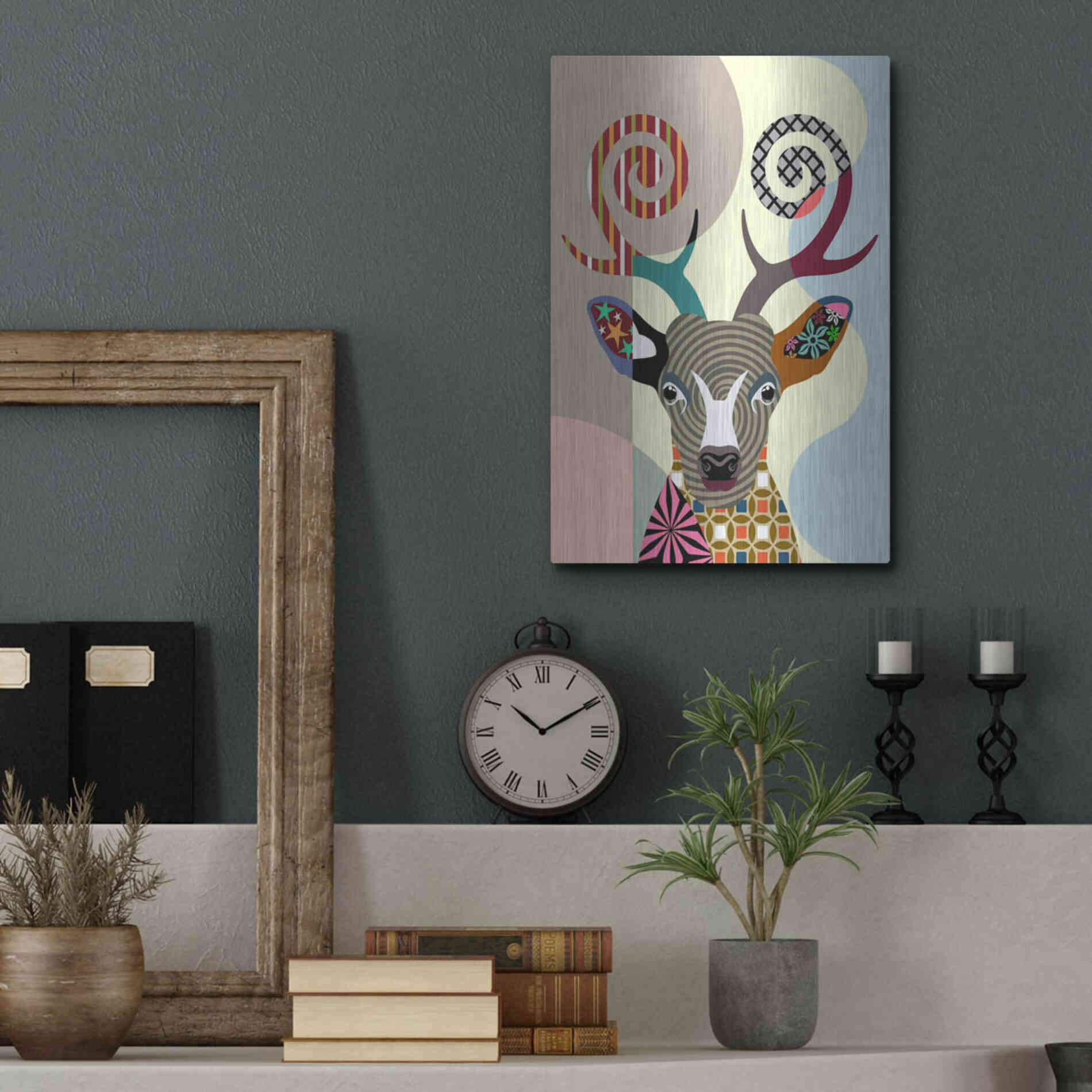 Luxe Metal Art 'Spectrum Deer' by Lanre Adefioyue, Metal Wall Art,12x16