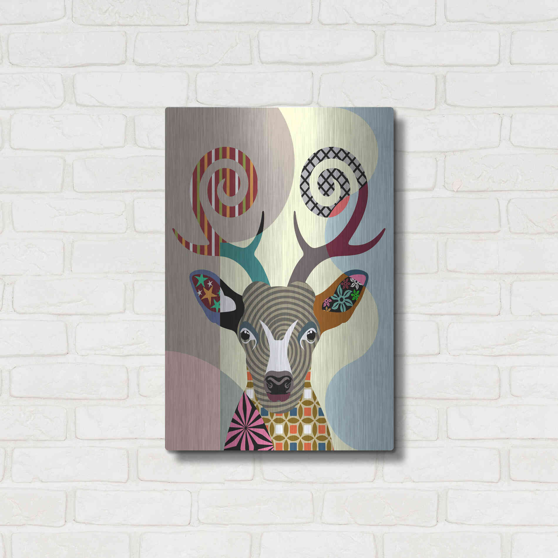 Luxe Metal Art 'Spectrum Deer' by Lanre Adefioyue, Metal Wall Art,16x24