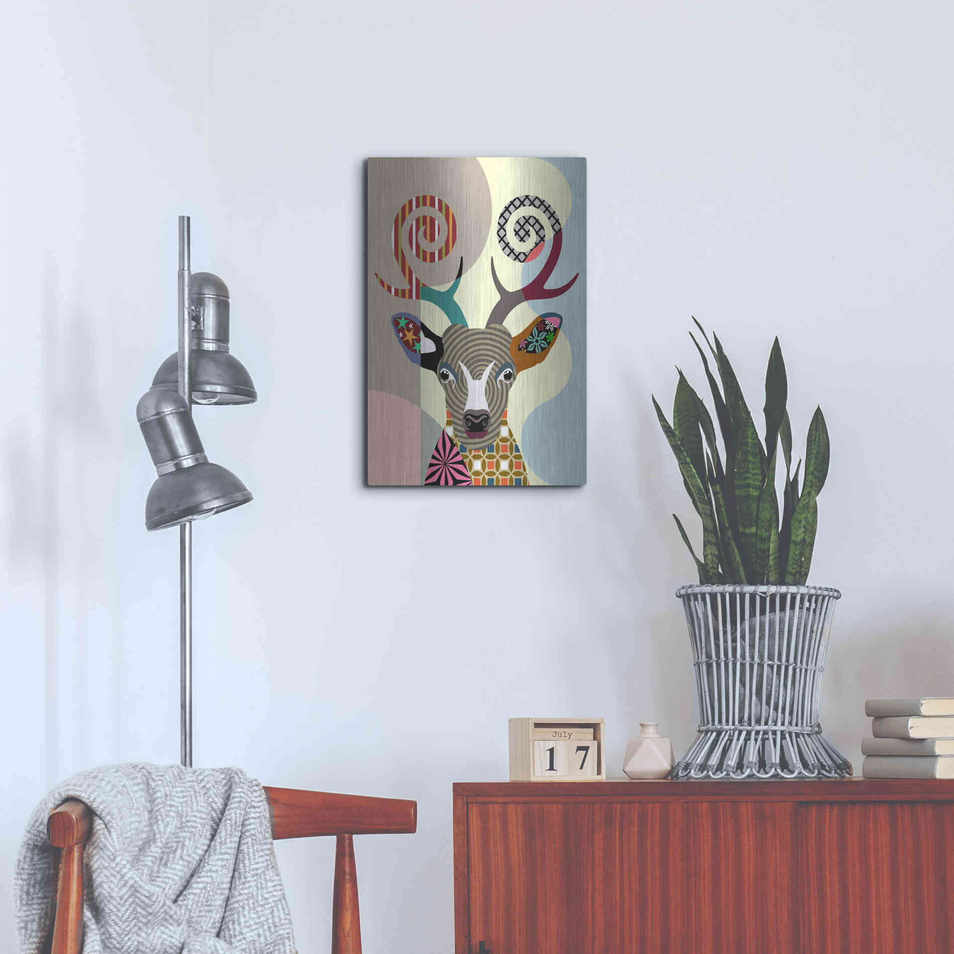 Luxe Metal Art 'Spectrum Deer' by Lanre Adefioyue, Metal Wall Art,16x24