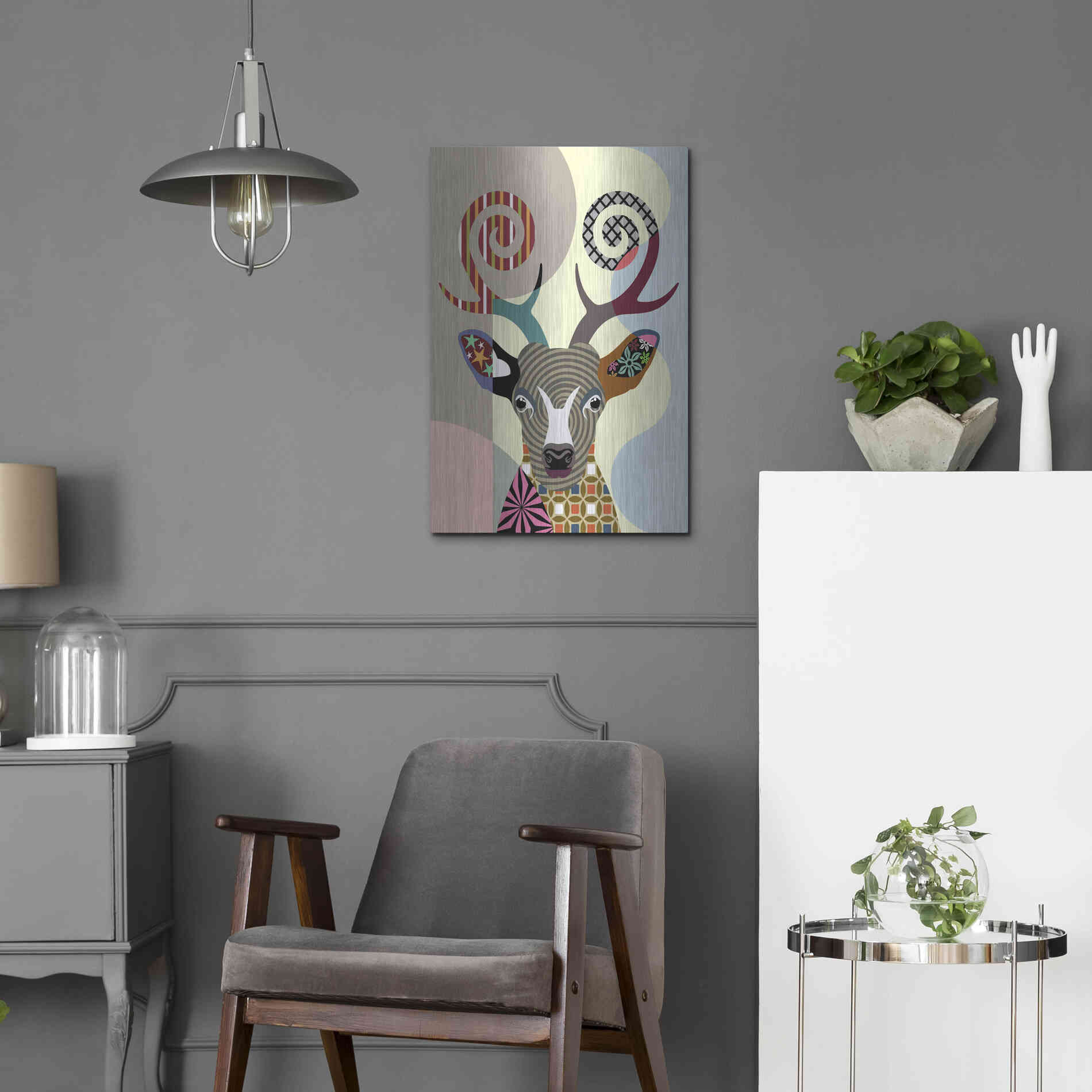 Luxe Metal Art 'Spectrum Deer' by Lanre Adefioyue, Metal Wall Art,16x24