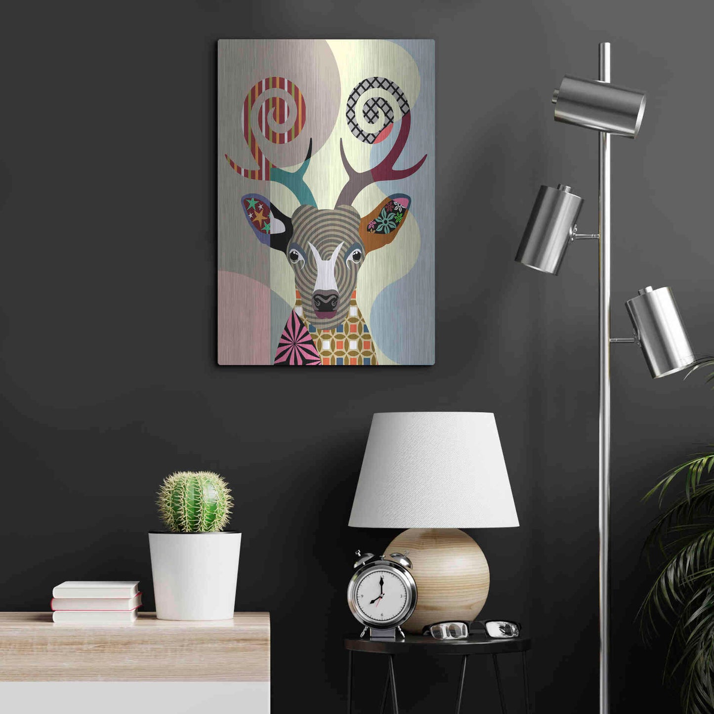 Luxe Metal Art 'Spectrum Deer' by Lanre Adefioyue, Metal Wall Art,16x24