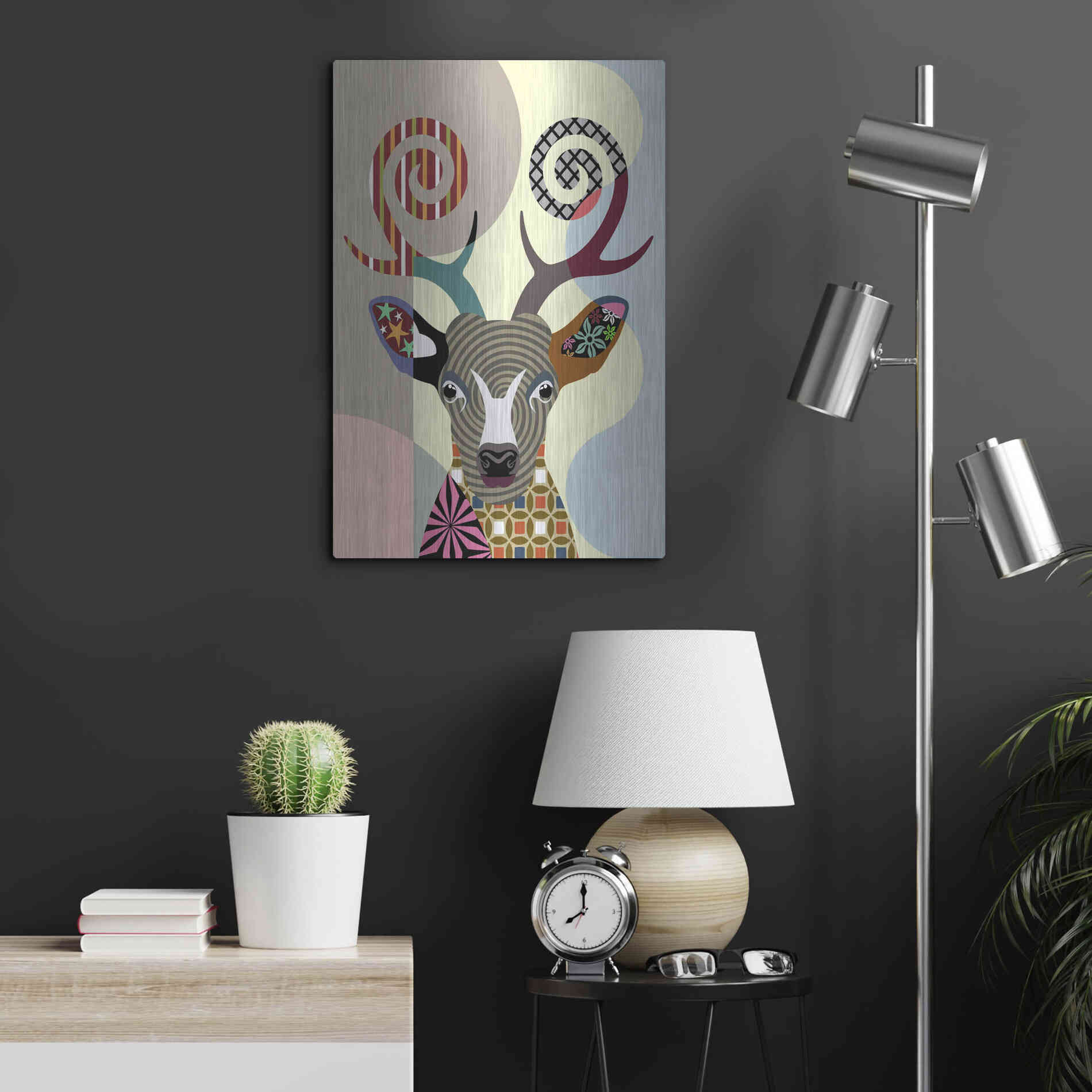 Luxe Metal Art 'Spectrum Deer' by Lanre Adefioyue, Metal Wall Art,16x24