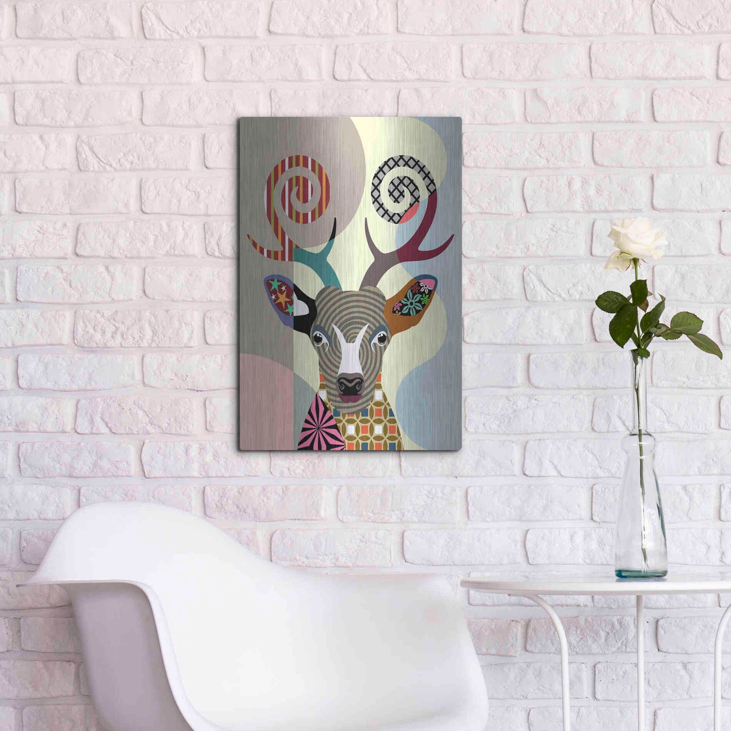 Luxe Metal Art 'Spectrum Deer' by Lanre Adefioyue, Metal Wall Art,16x24