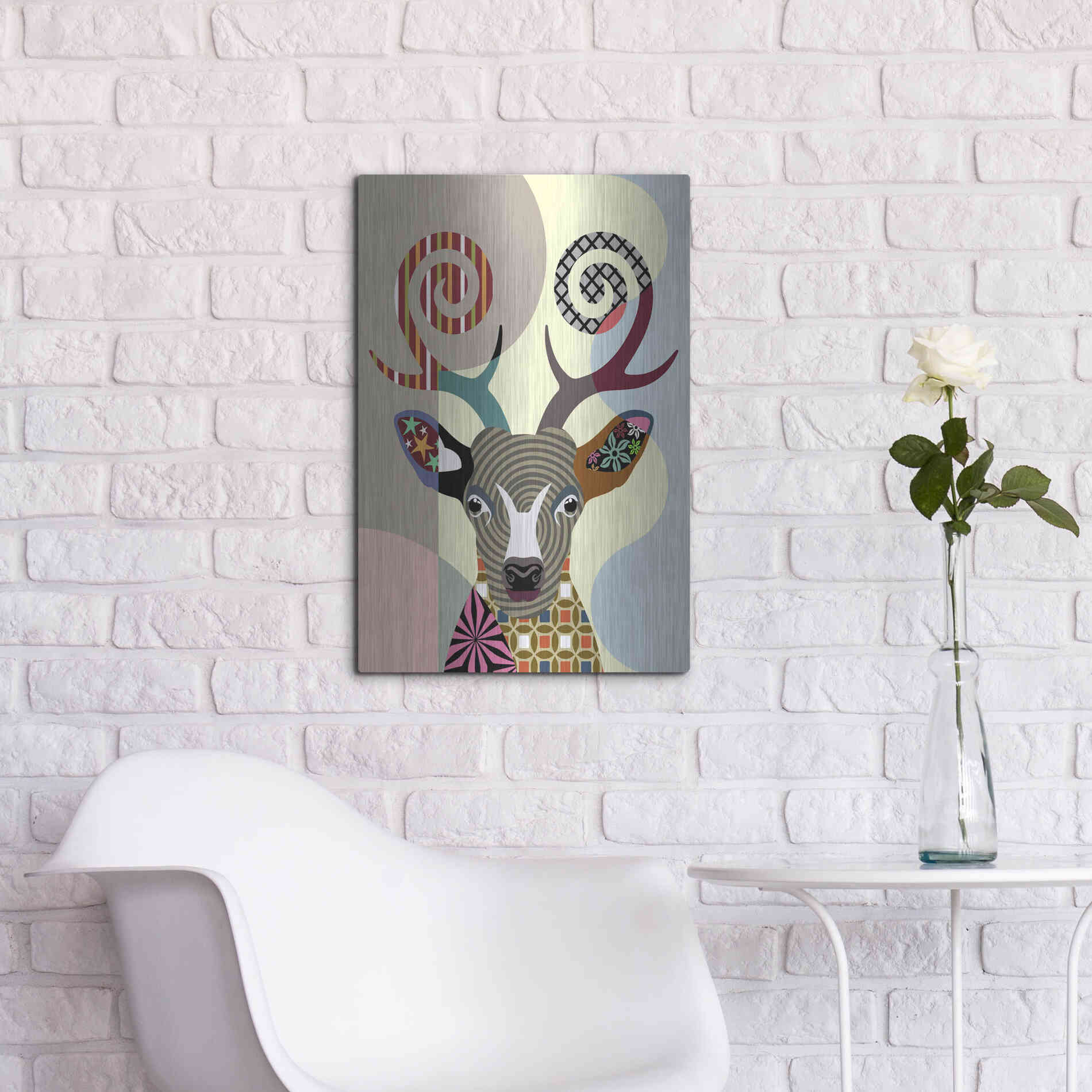Luxe Metal Art 'Spectrum Deer' by Lanre Adefioyue, Metal Wall Art,16x24