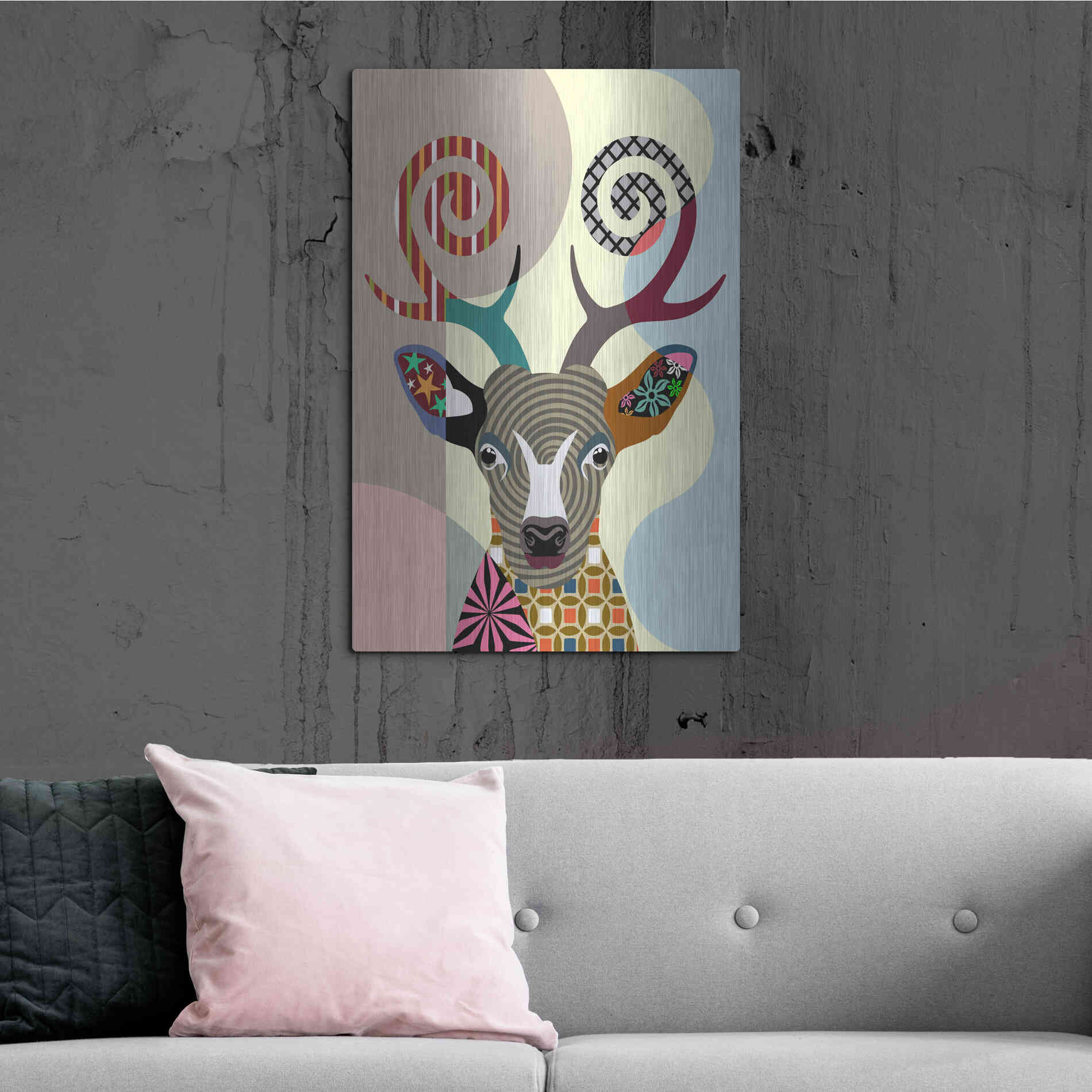 Luxe Metal Art 'Spectrum Deer' by Lanre Adefioyue, Metal Wall Art,24x36