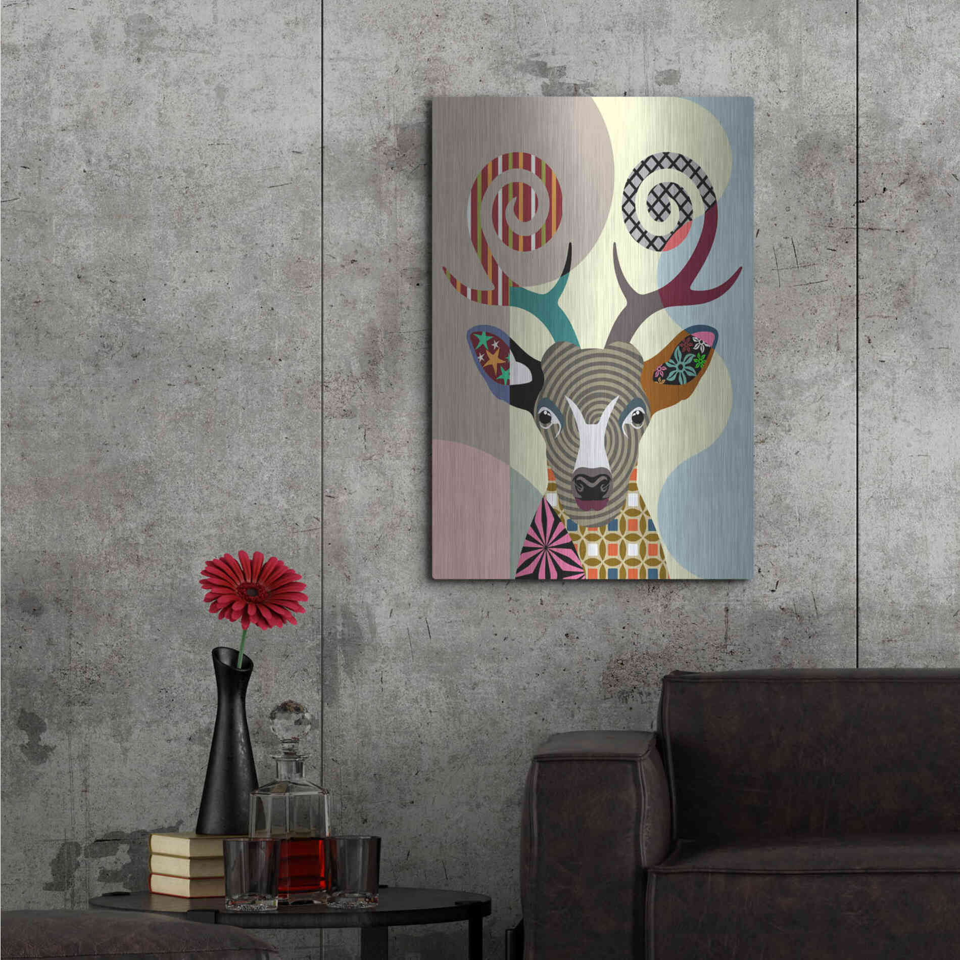 Luxe Metal Art 'Spectrum Deer' by Lanre Adefioyue, Metal Wall Art,24x36