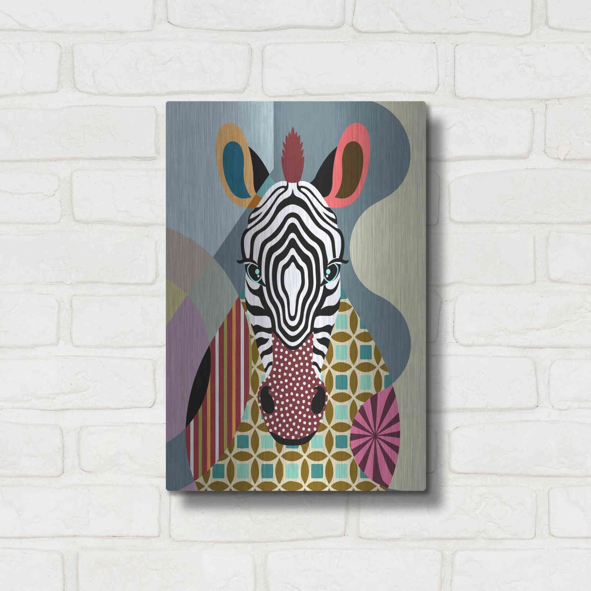 Luxe Metal Art 'Spectrum Zebra' by Lanre Adefioyue, Metal Wall Art,12x16