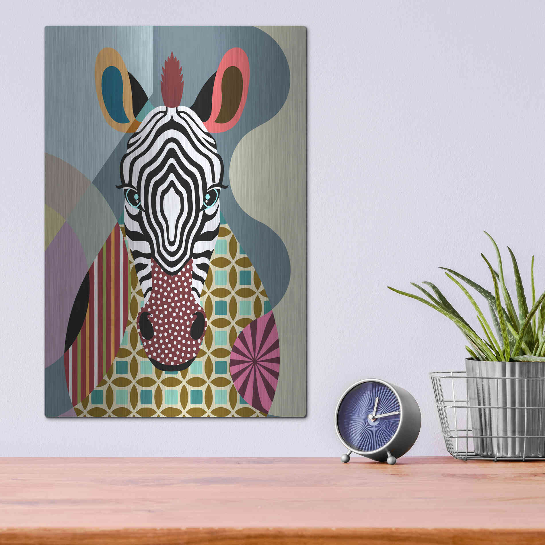 Luxe Metal Art 'Spectrum Zebra' by Lanre Adefioyue, Metal Wall Art,12x16