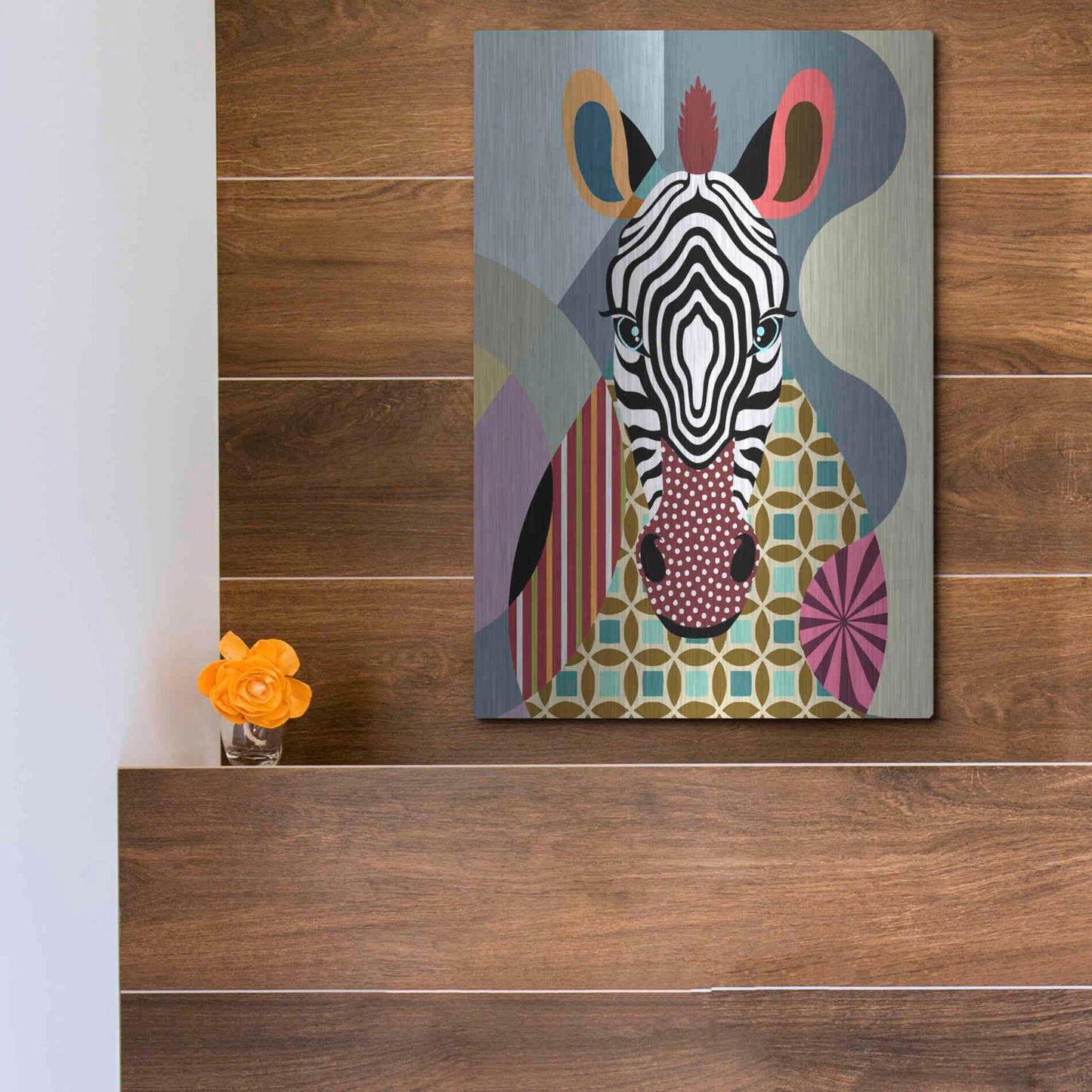 Luxe Metal Art 'Spectrum Zebra' by Lanre Adefioyue, Metal Wall Art,12x16