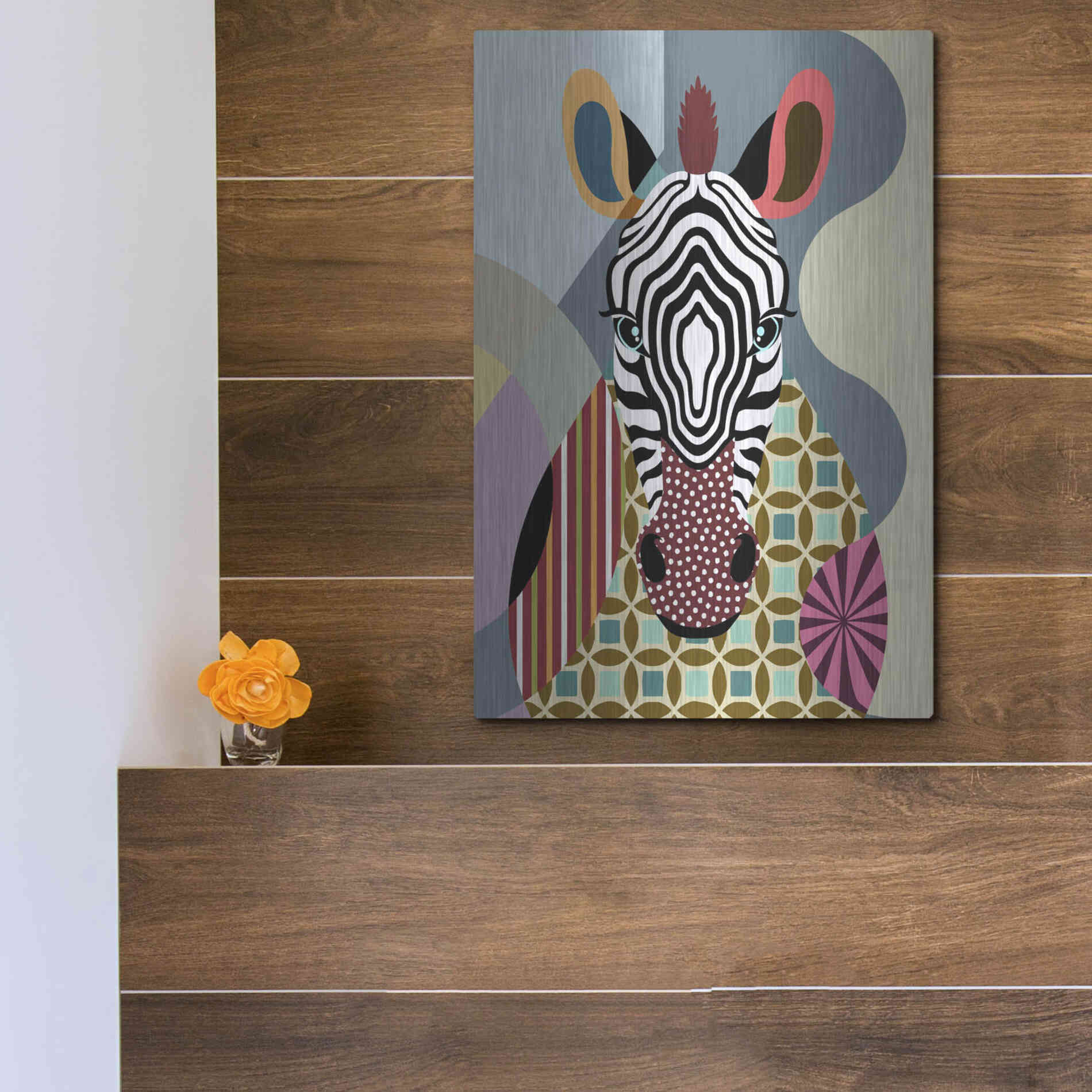 Luxe Metal Art 'Spectrum Zebra' by Lanre Adefioyue, Metal Wall Art,12x16