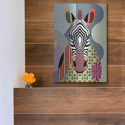 Luxe Metal Art 'Spectrum Zebra' by Lanre Adefioyue, Metal Wall Art,12x16