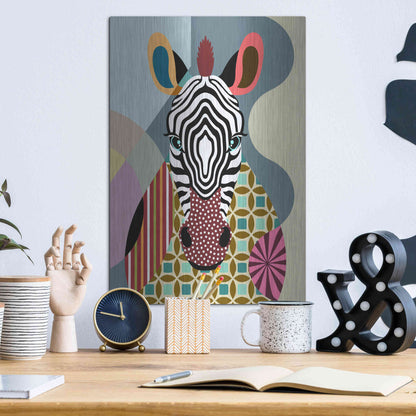 Luxe Metal Art 'Spectrum Zebra' by Lanre Adefioyue, Metal Wall Art,12x16