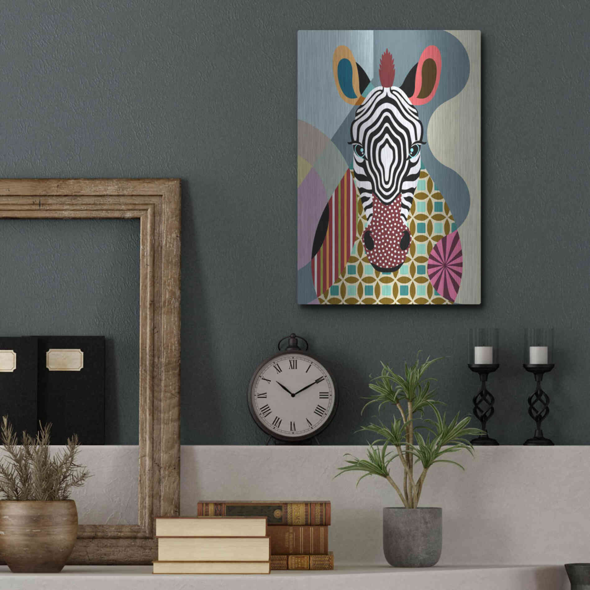 Luxe Metal Art 'Spectrum Zebra' by Lanre Adefioyue, Metal Wall Art,12x16