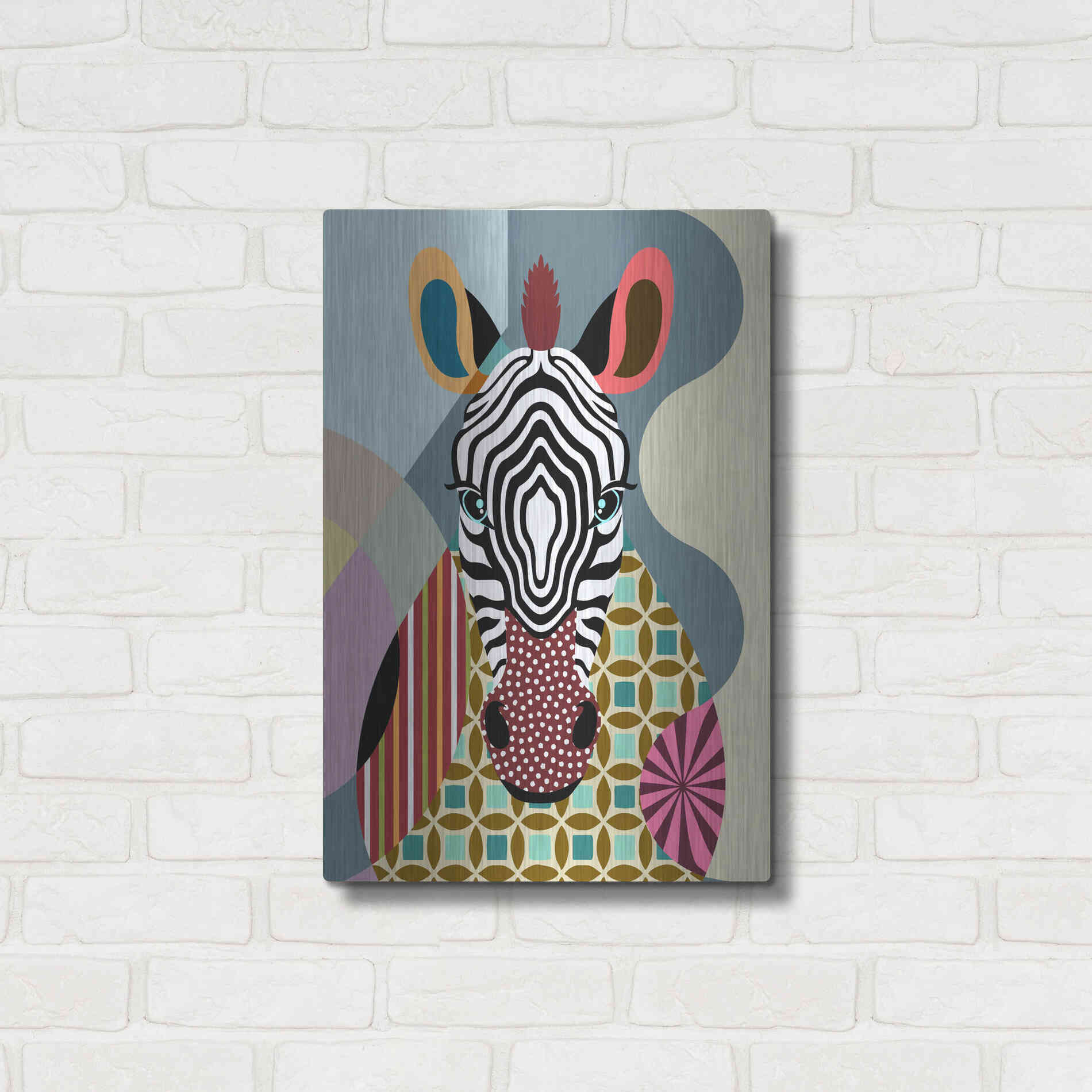 Luxe Metal Art 'Spectrum Zebra' by Lanre Adefioyue, Metal Wall Art,16x24