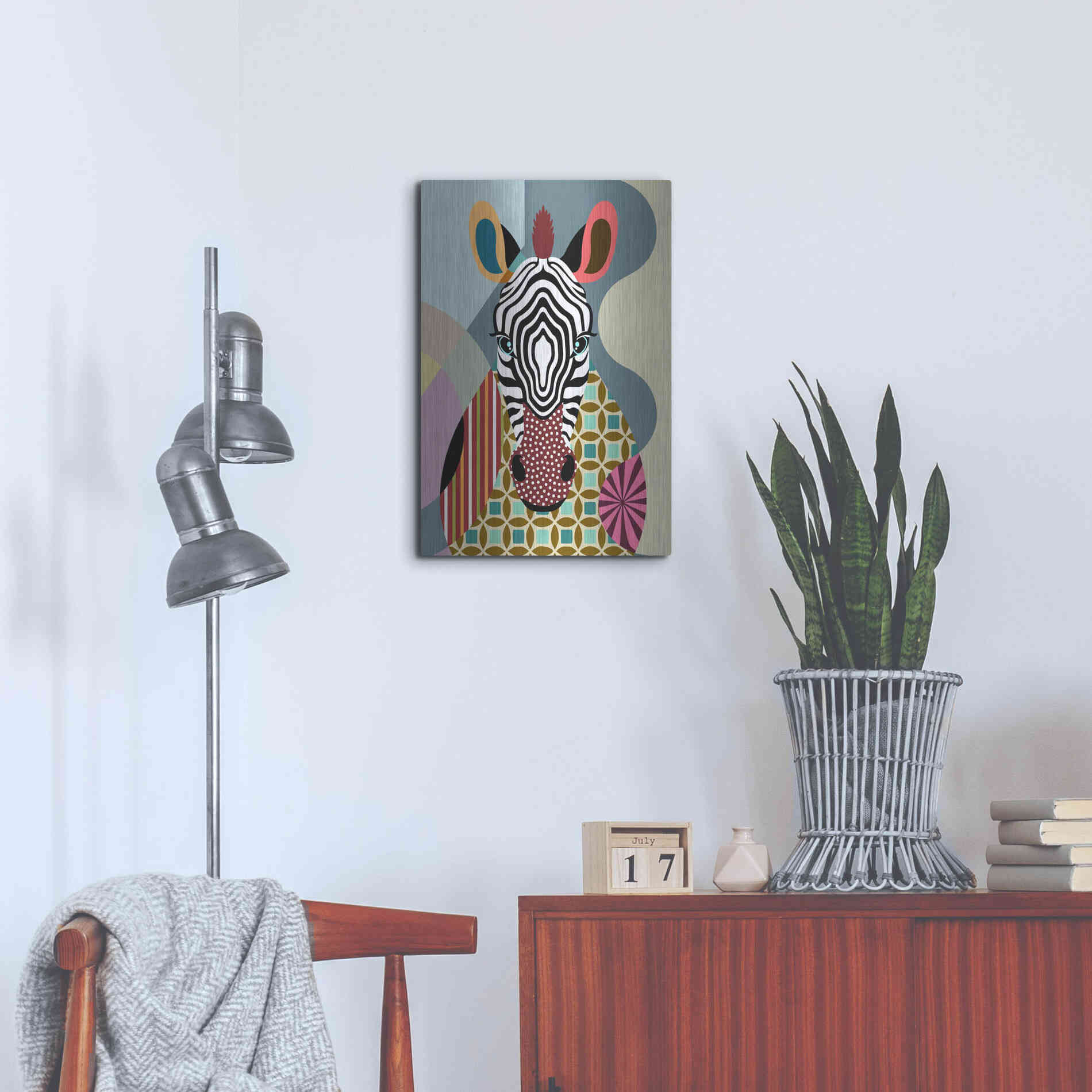 Luxe Metal Art 'Spectrum Zebra' by Lanre Adefioyue, Metal Wall Art,16x24