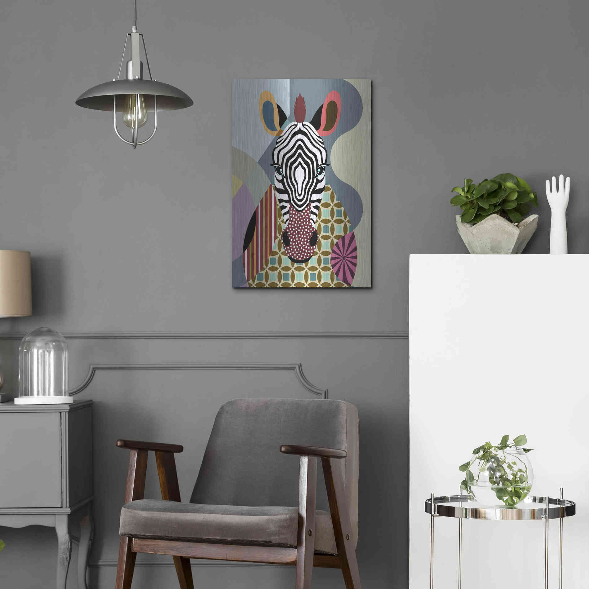 Luxe Metal Art 'Spectrum Zebra' by Lanre Adefioyue, Metal Wall Art,16x24