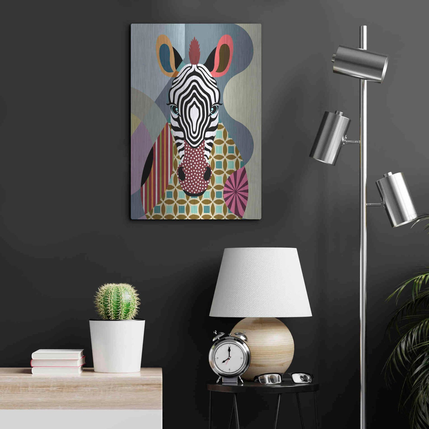 Luxe Metal Art 'Spectrum Zebra' by Lanre Adefioyue, Metal Wall Art,16x24
