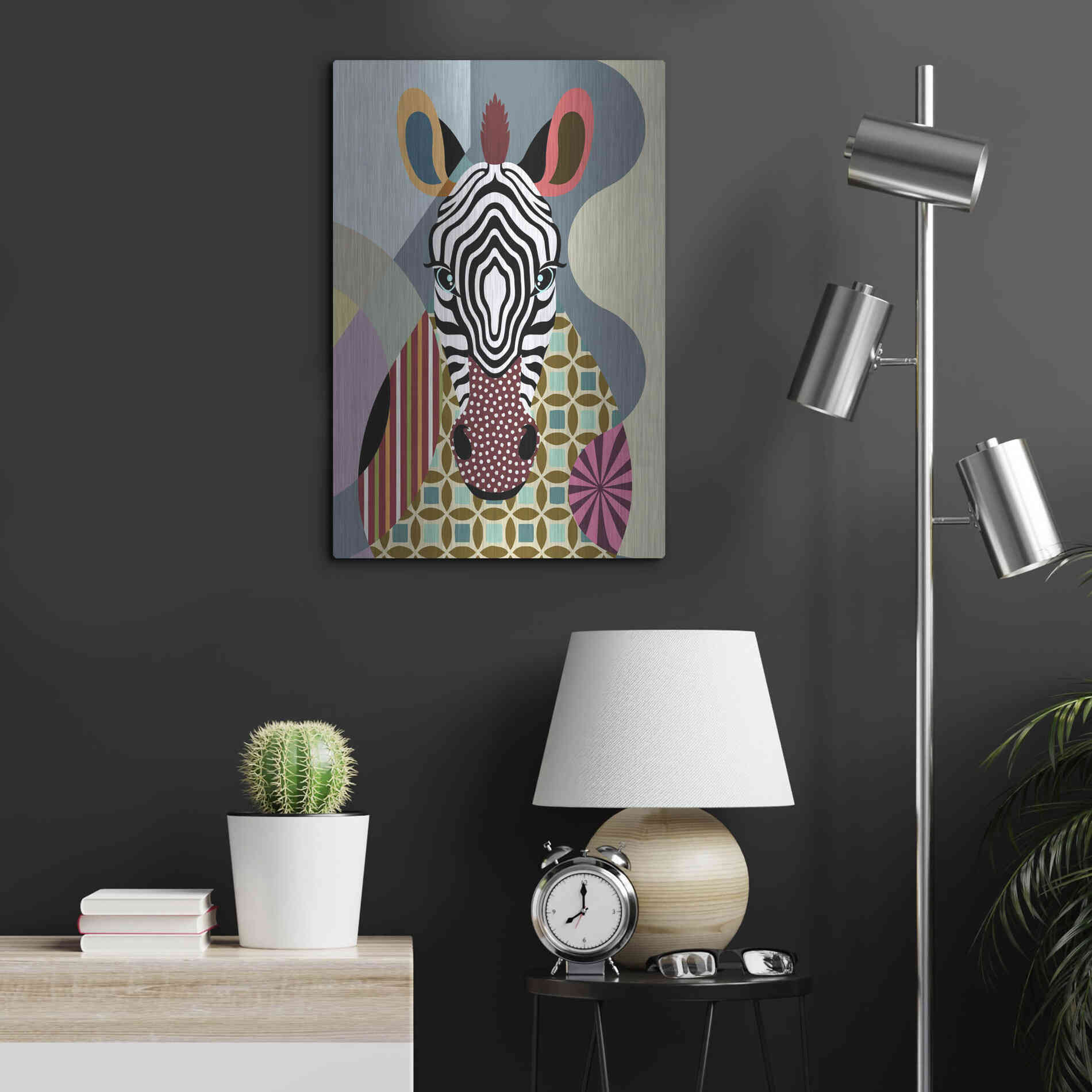 Luxe Metal Art 'Spectrum Zebra' by Lanre Adefioyue, Metal Wall Art,16x24