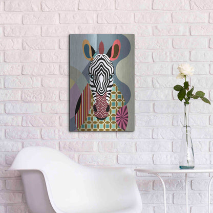 Luxe Metal Art 'Spectrum Zebra' by Lanre Adefioyue, Metal Wall Art,16x24