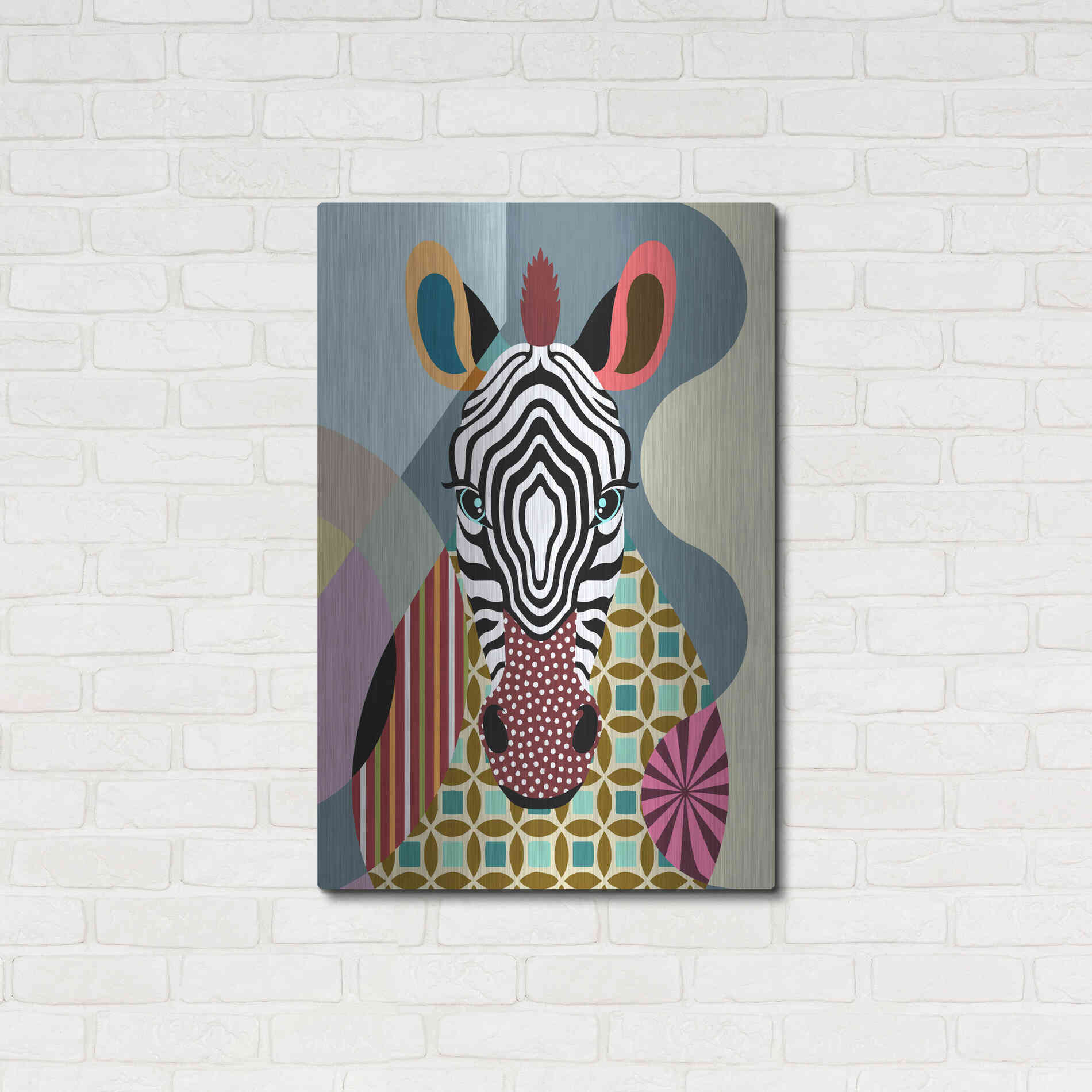Luxe Metal Art 'Spectrum Zebra' by Lanre Adefioyue, Metal Wall Art,24x36