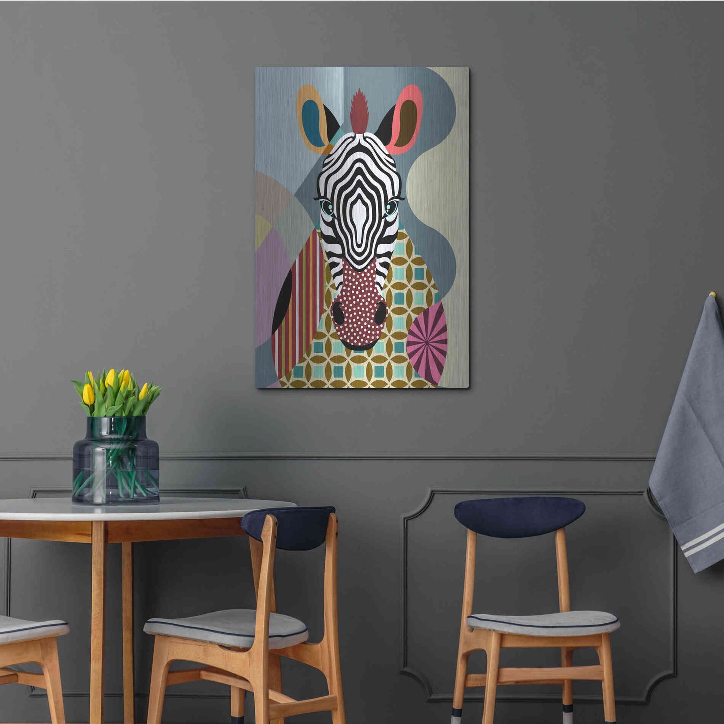 Luxe Metal Art 'Spectrum Zebra' by Lanre Adefioyue, Metal Wall Art,24x36