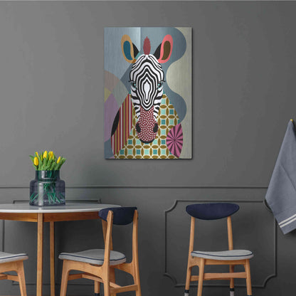 Luxe Metal Art 'Spectrum Zebra' by Lanre Adefioyue, Metal Wall Art,24x36