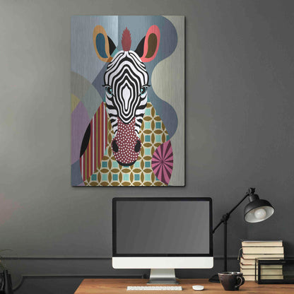 Luxe Metal Art 'Spectrum Zebra' by Lanre Adefioyue, Metal Wall Art,24x36