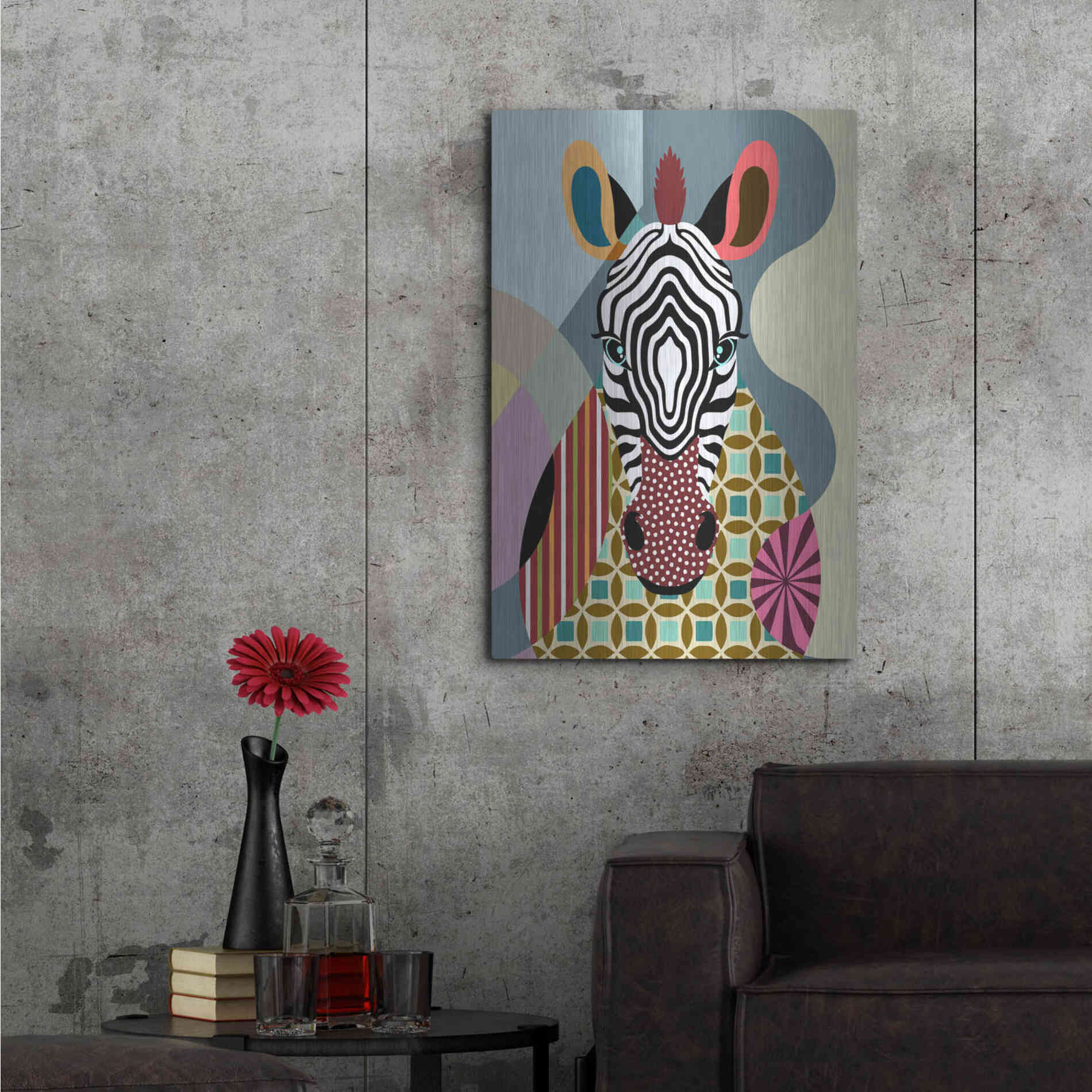 Luxe Metal Art 'Spectrum Zebra' by Lanre Adefioyue, Metal Wall Art,24x36
