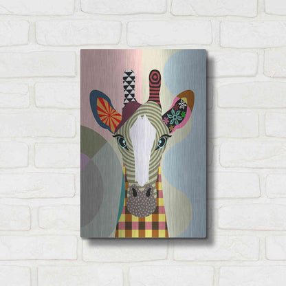Luxe Metal Art 'Stand Tall Giraffe' by Lanre Adefioyue, Metal Wall Art,12x16