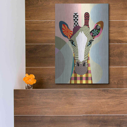 Luxe Metal Art 'Stand Tall Giraffe' by Lanre Adefioyue, Metal Wall Art,12x16