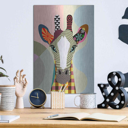 Luxe Metal Art 'Stand Tall Giraffe' by Lanre Adefioyue, Metal Wall Art,12x16