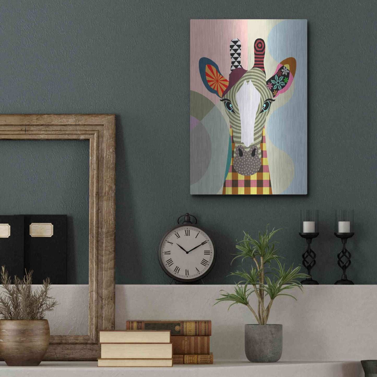 Luxe Metal Art 'Stand Tall Giraffe' by Lanre Adefioyue, Metal Wall Art,12x16