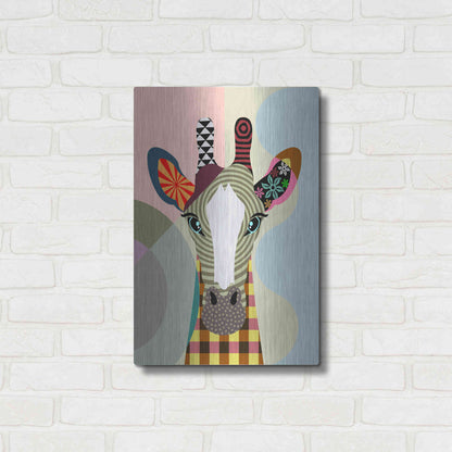 Luxe Metal Art 'Stand Tall Giraffe' by Lanre Adefioyue, Metal Wall Art,16x24