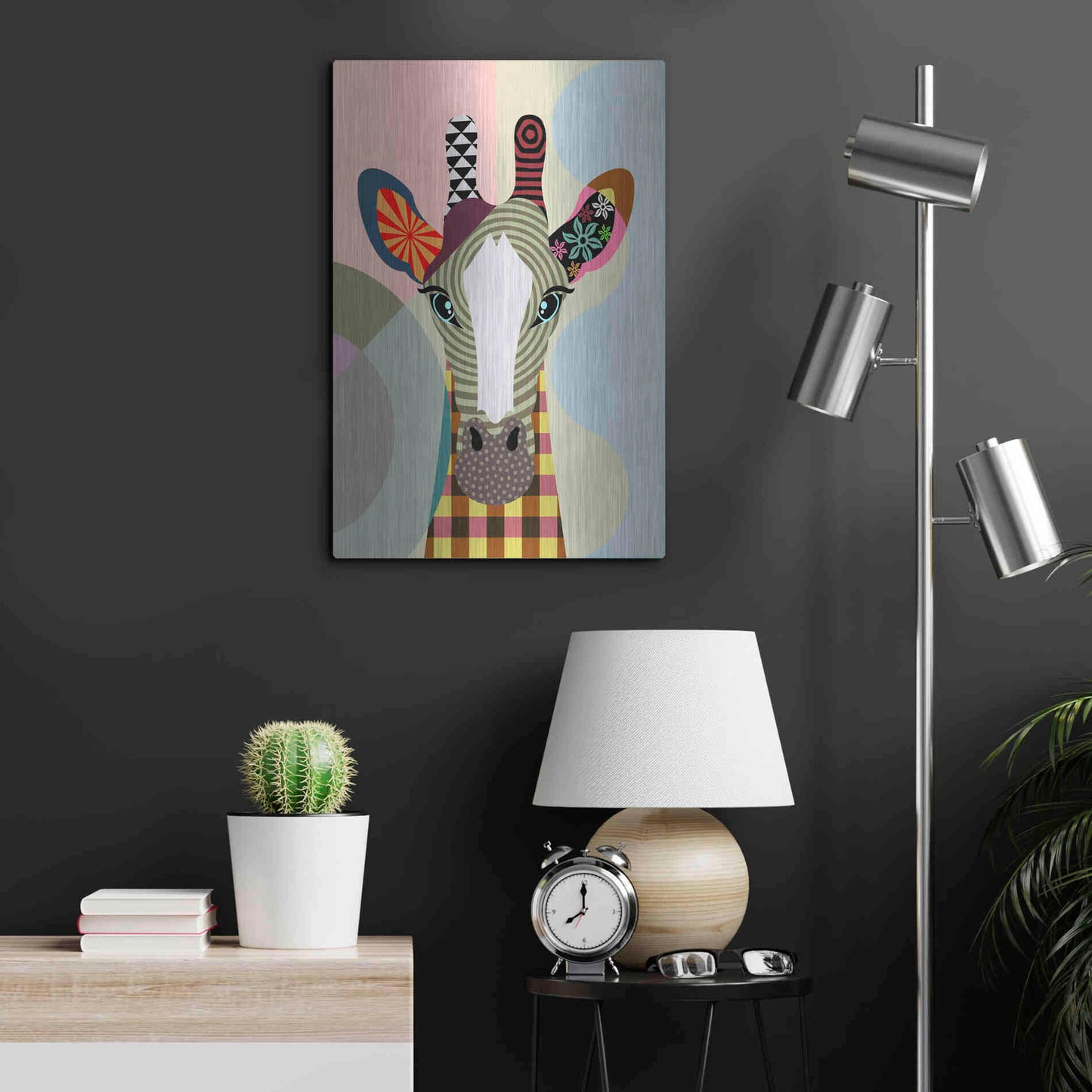 Luxe Metal Art 'Stand Tall Giraffe' by Lanre Adefioyue, Metal Wall Art,16x24