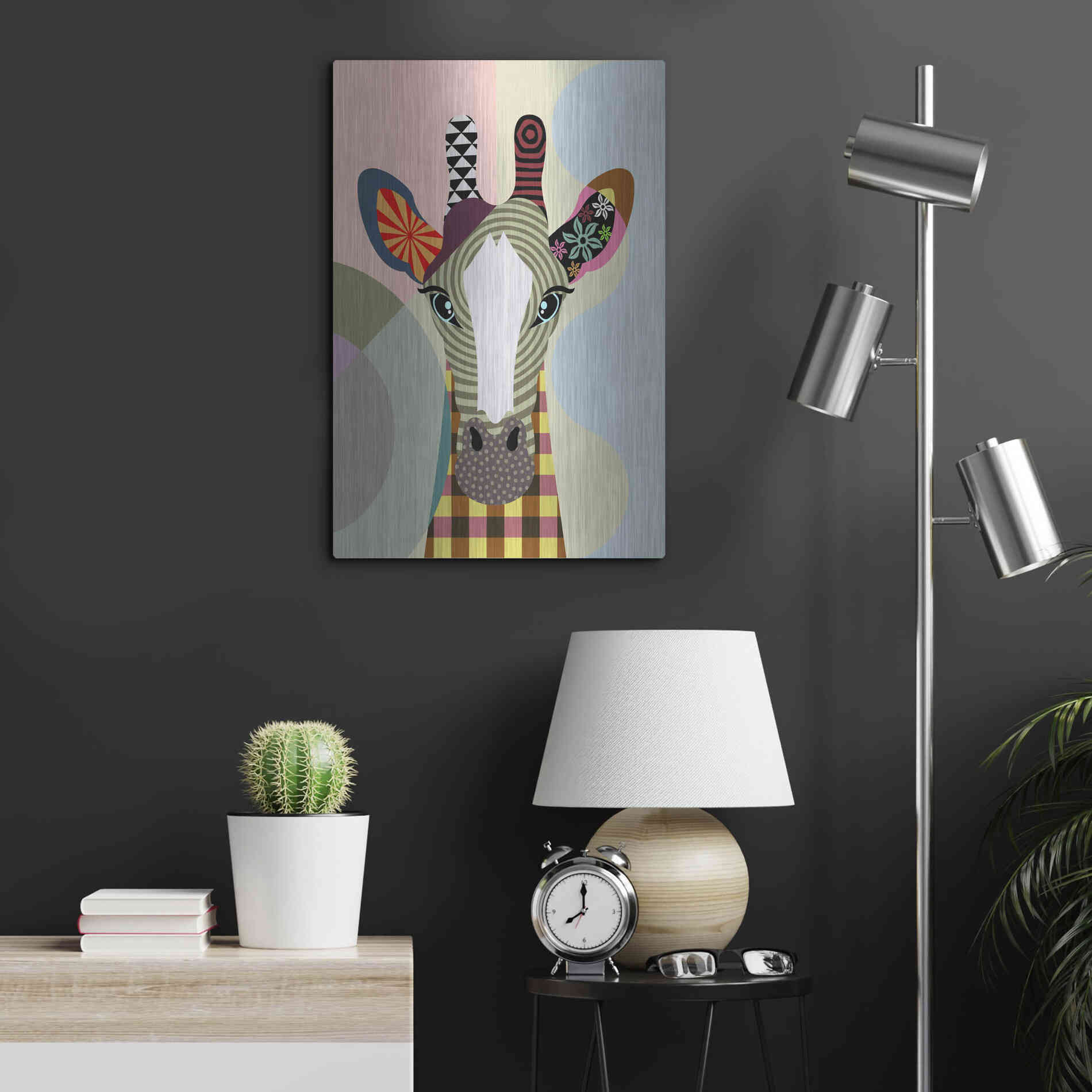 Luxe Metal Art 'Stand Tall Giraffe' by Lanre Adefioyue, Metal Wall Art,16x24
