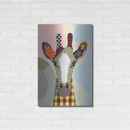 Luxe Metal Art 'Stand Tall Giraffe' by Lanre Adefioyue, Metal Wall Art,24x36
