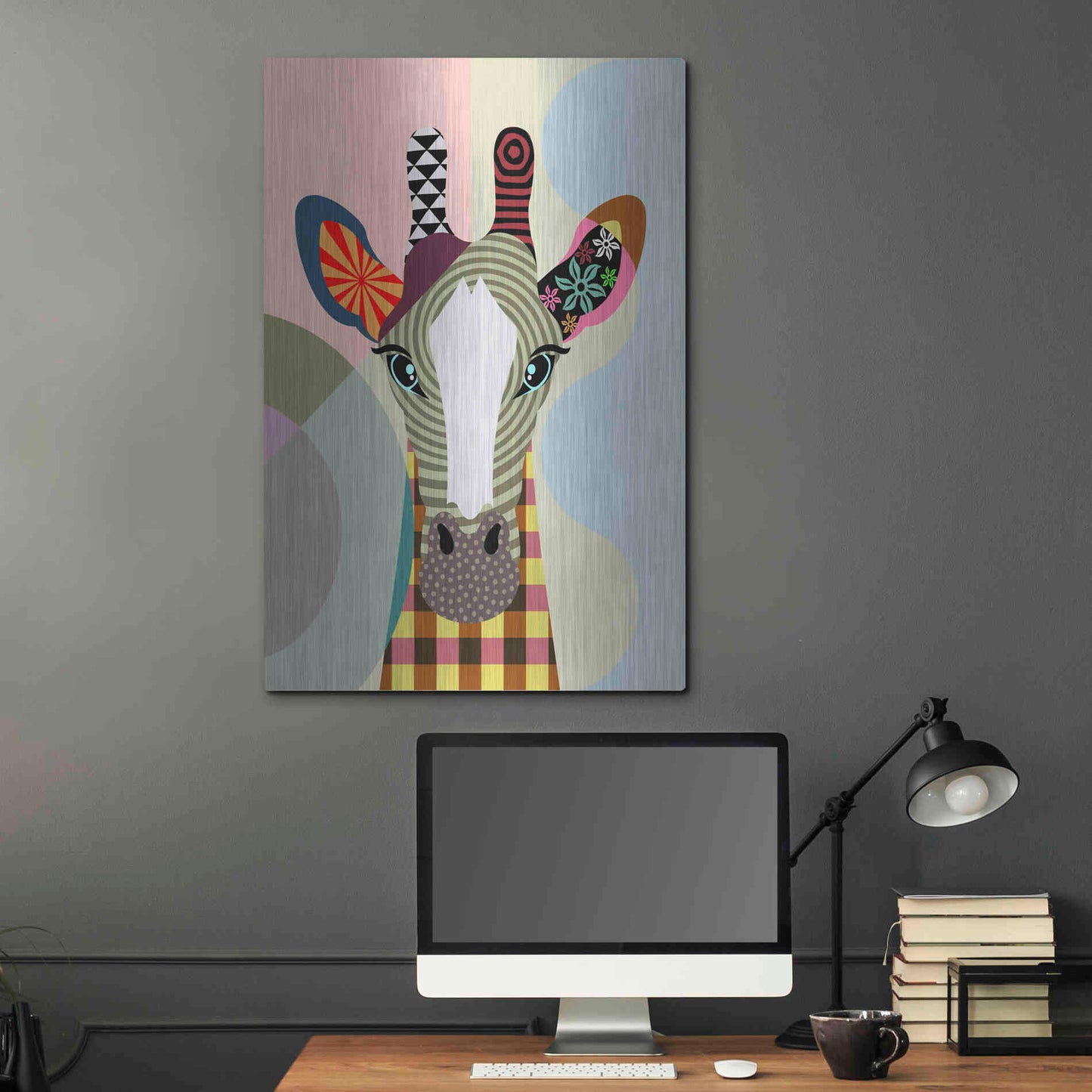 Luxe Metal Art 'Stand Tall Giraffe' by Lanre Adefioyue, Metal Wall Art,24x36