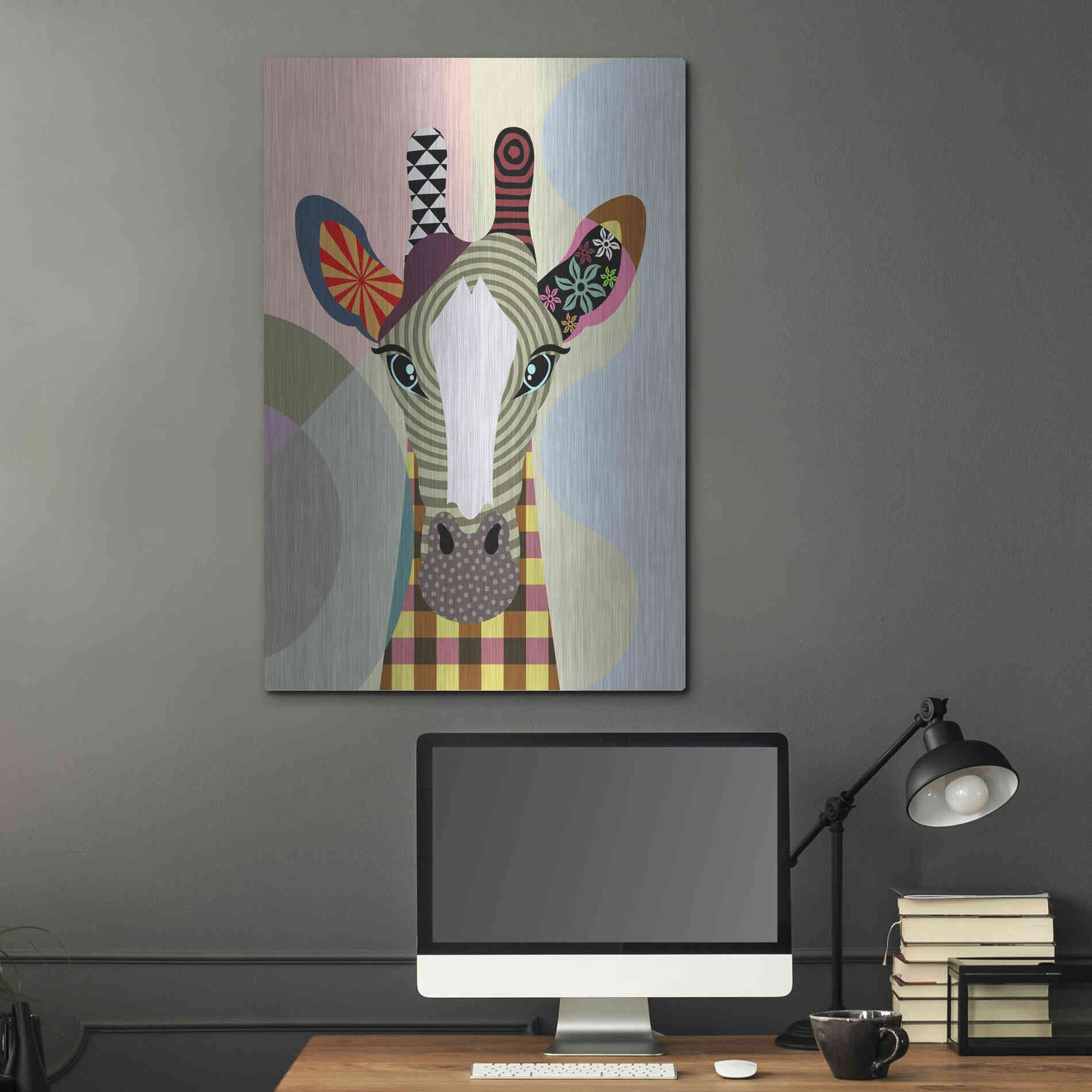 Luxe Metal Art 'Stand Tall Giraffe' by Lanre Adefioyue, Metal Wall Art,24x36