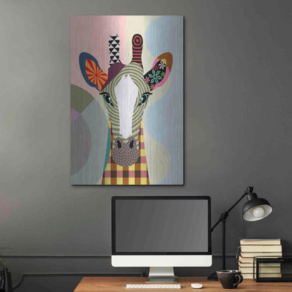 Luxe Metal Art 'Stand Tall Giraffe' by Lanre Adefioyue, Metal Wall Art,24x36