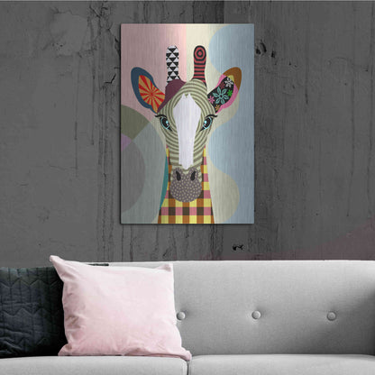 Luxe Metal Art 'Stand Tall Giraffe' by Lanre Adefioyue, Metal Wall Art,24x36
