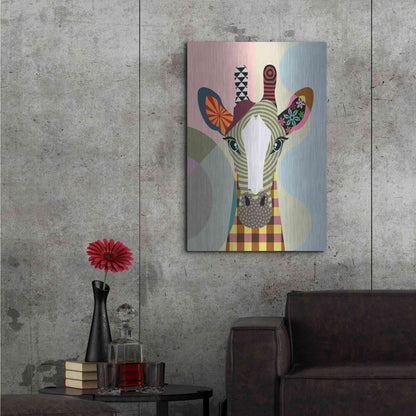 Luxe Metal Art 'Stand Tall Giraffe' by Lanre Adefioyue, Metal Wall Art,24x36