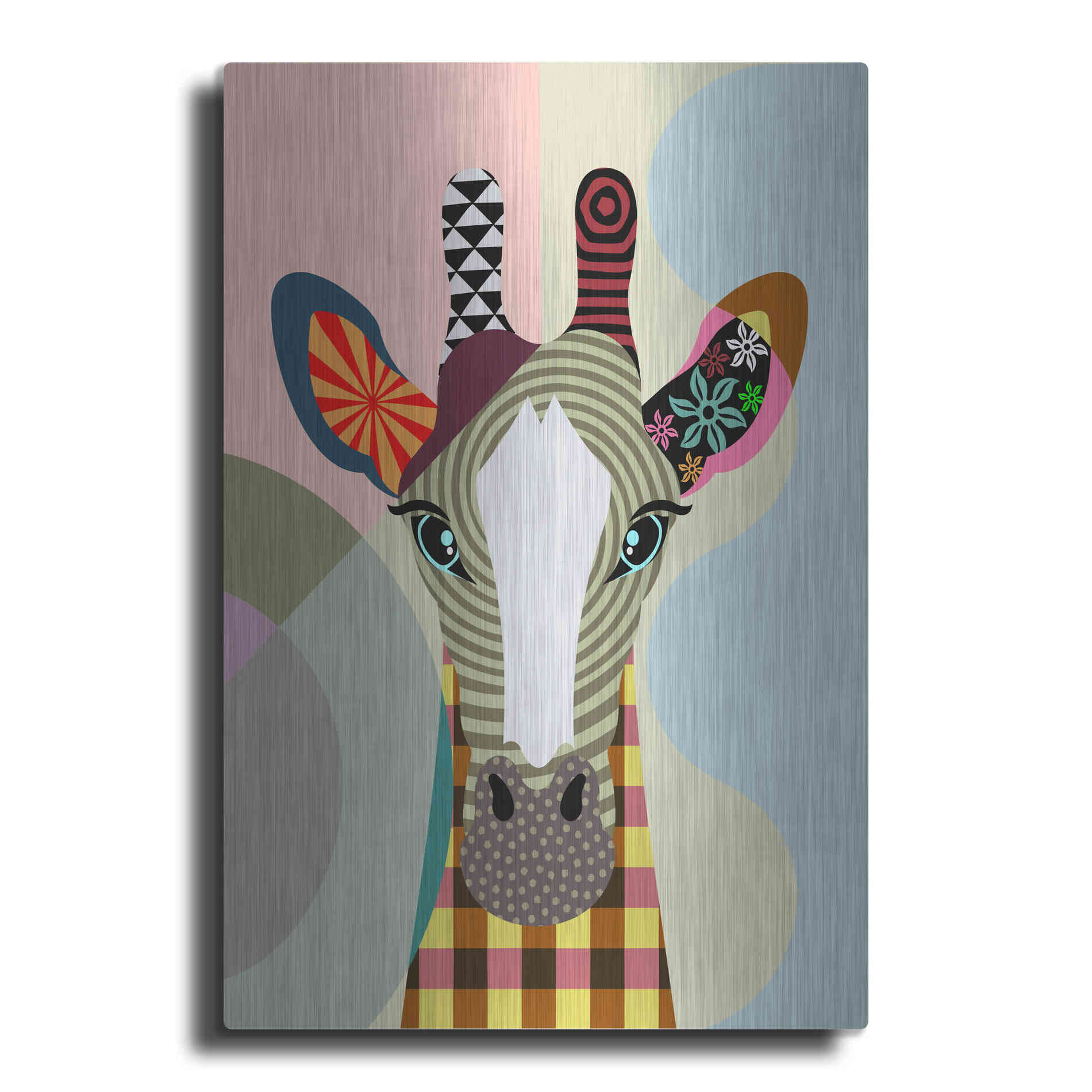 Luxe Metal Art 'Stand Tall Giraffe' by Lanre Adefioyue, Metal Wall Art