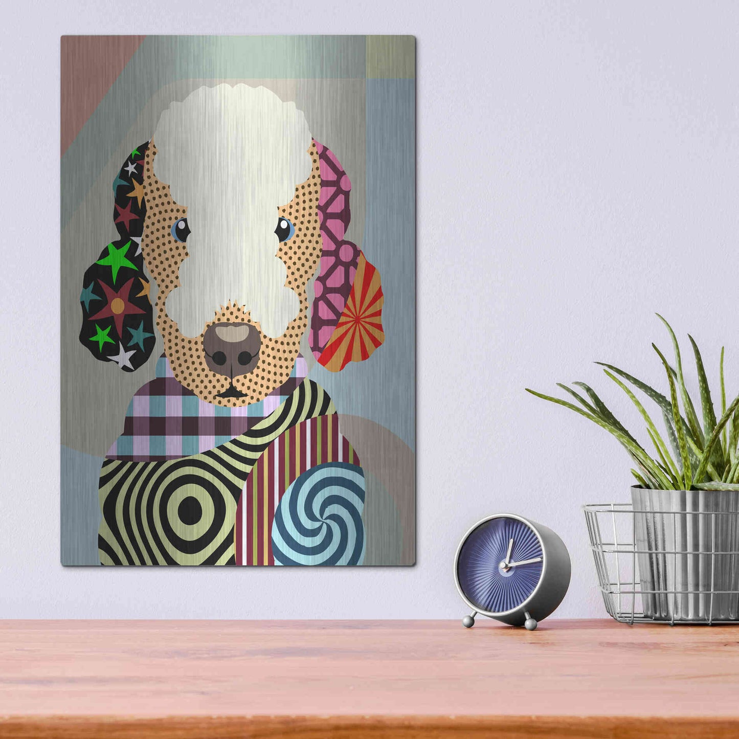 Luxe Metal Art 'Bedlington Terrier' by Lanre Adefioyue, Metal Wall Art,12x16